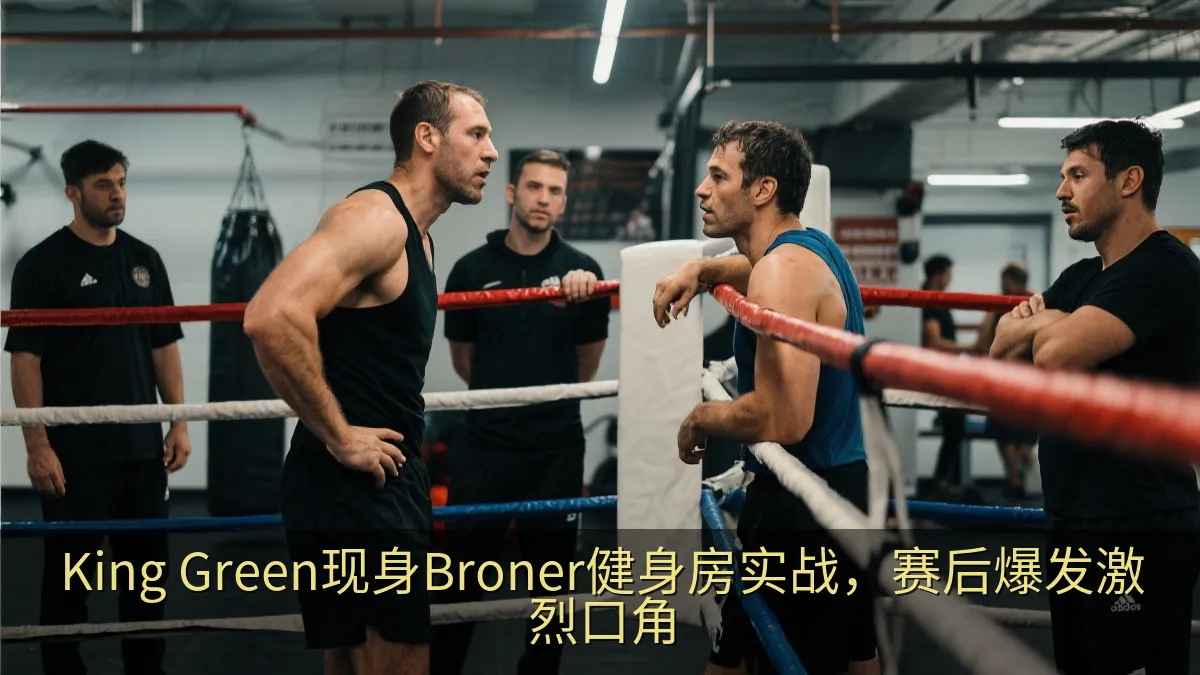 拳击馆内两名格斗运动员在训练后交谈
