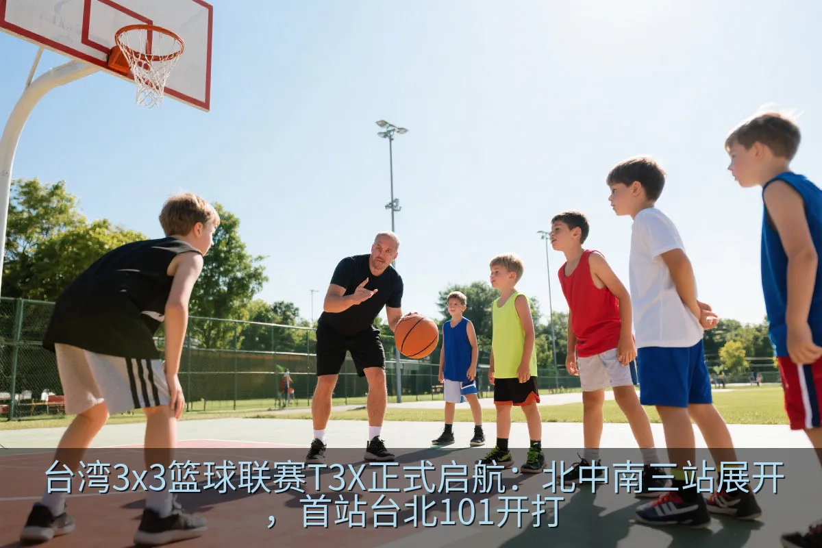 篮球教练在户外球场指导青少年进行团队训练